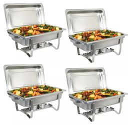 4 PACK CATERING STAINLESS STEEL CHAFER CHAFING DISH SETS 8 QT PARTY PACK Thumbnail