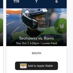 2 Hawks Vs Rams Tickets TNF 100 Level $200 Thumbnail
