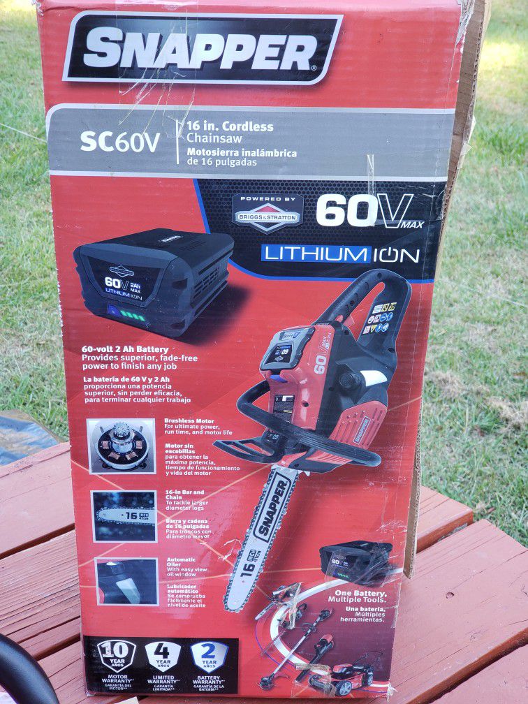 Snapper 60V Chainsaw 2ah Battery and Charger SC60V

