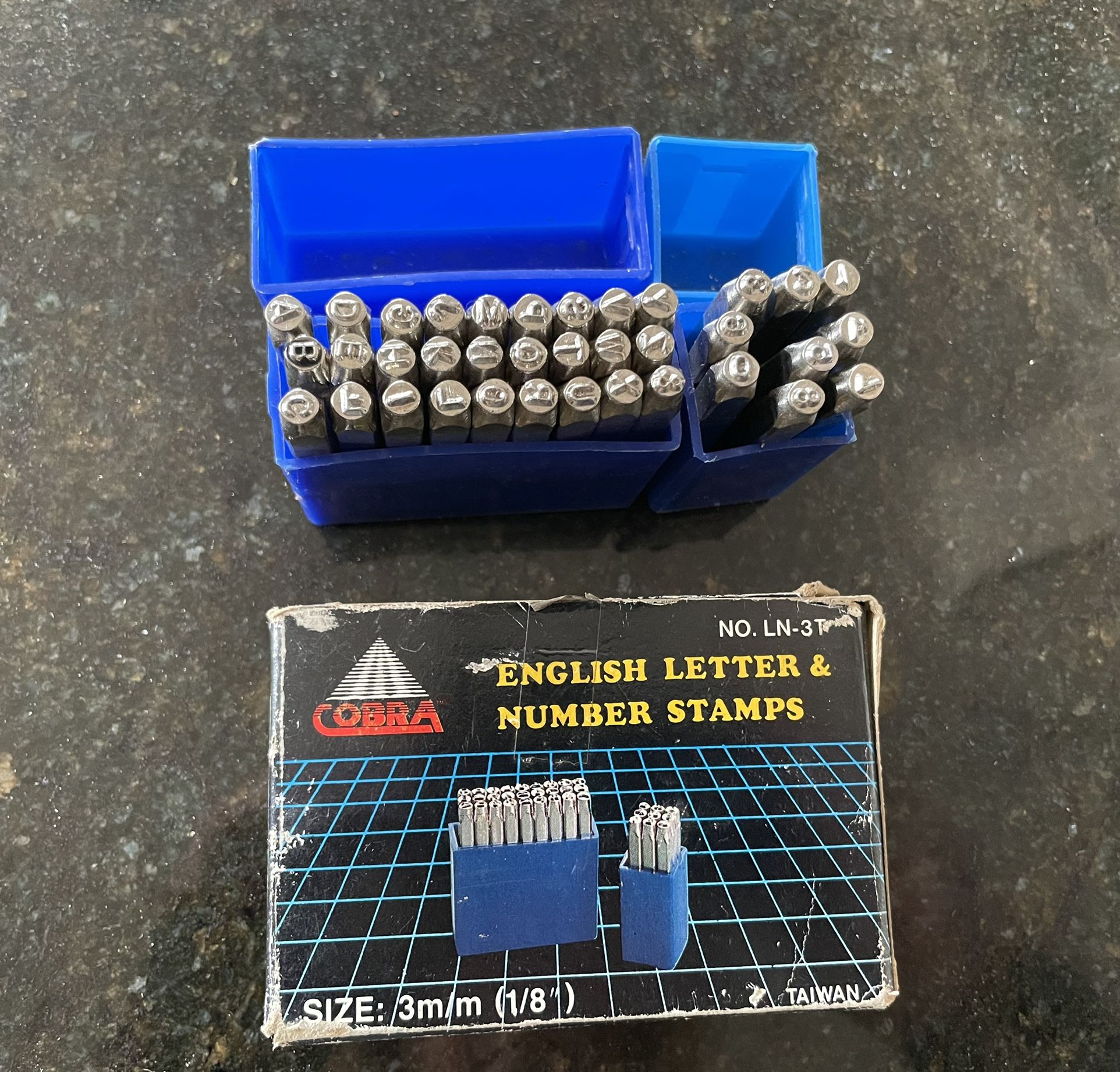 36PCS 3mm Metal Letter and Number Stamp Set Number & Capital Letter Metal Punch