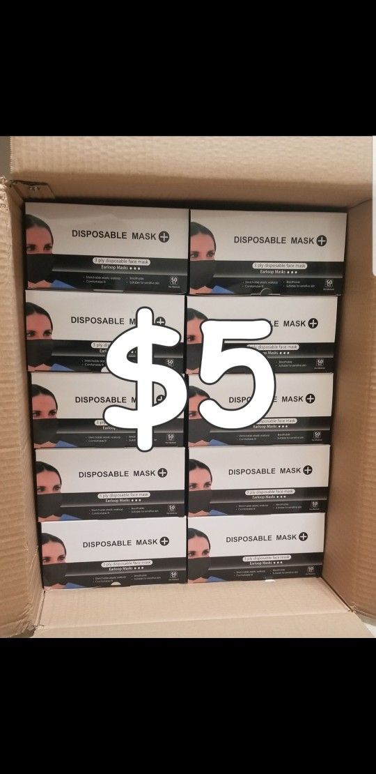 50 Pcs 3 Ply Disposable Face Masks - Black