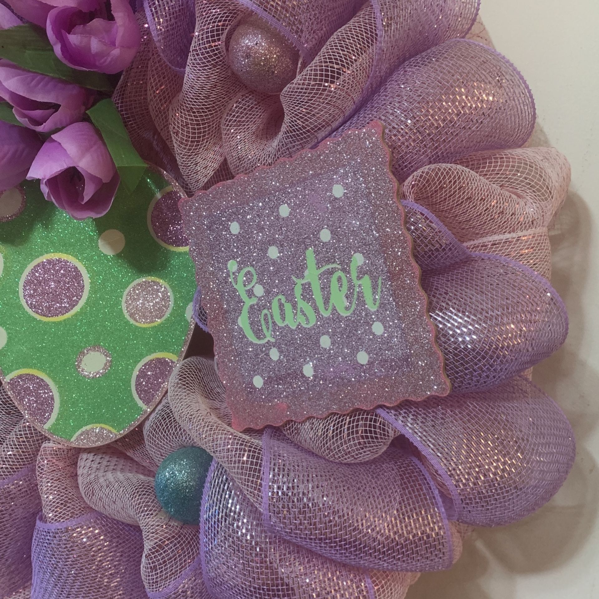 Deco Mesh “Easter” Wreath /16 In Wreath/ Pink