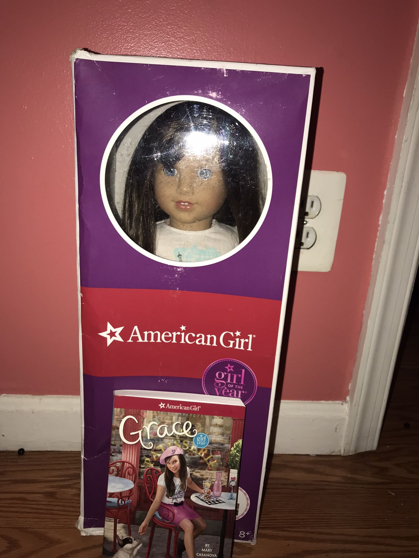 Grace American Girl Doll + city outfit + doll carrier