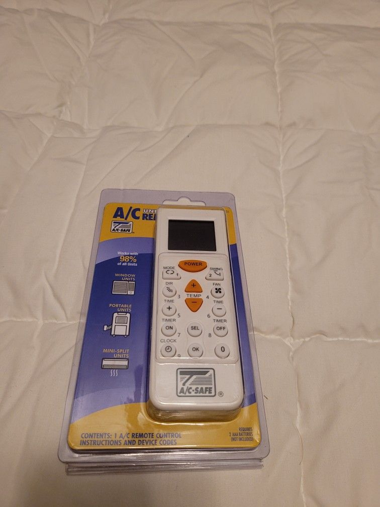 AC UNIVERSAL REMOTE CONTROL AC-SAFE WINDOW/PORTABLE UNITS AC-RC01. New & Sealed