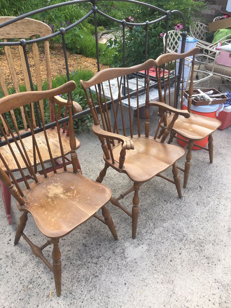 3 Antique Burnished Cherry Chairs By, Vintage Furniture Augusta Ga