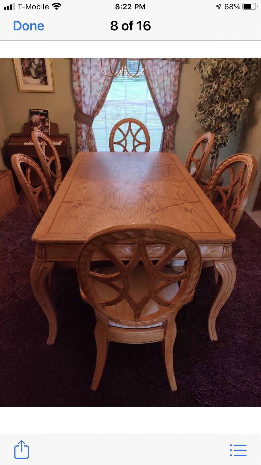 Ashley Furn Table Carved Oak 7 Piece REDUCED TO $600