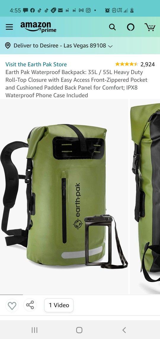 $35 EARTH•PAK WATERPROOF BACKPACK 35L