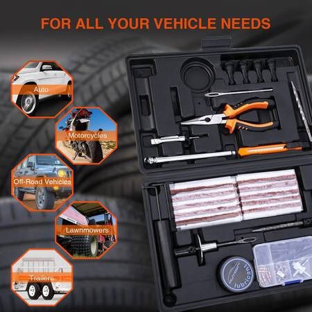 condition: new Tire Repair Kit, 100 Pcs Heavy Duty Tire Plug Kit for Car, Universal Tire Patch kit to Fix Punctures and Plug Flats, tire Repair Plug