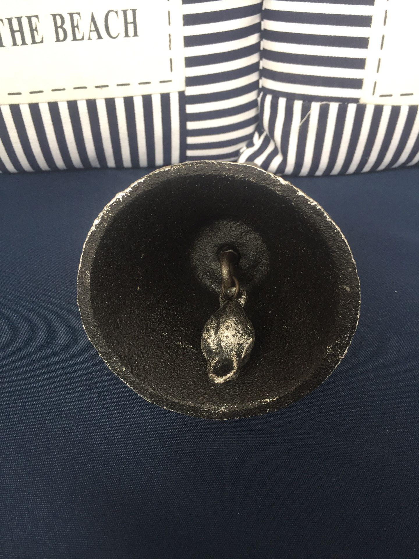 Decorative Nautical Rustic Silver Cast Iron Hand Bell 8”