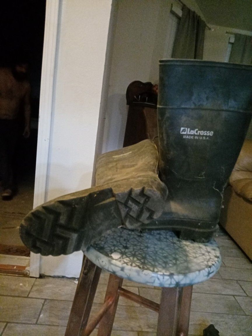 Rubber Boots And Thigh High Waiters. Size 10