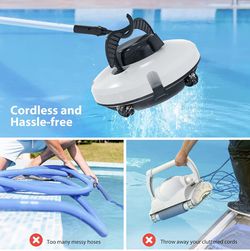 Cordless Robotic Pool Cleaner, Dual-Drive Motors, 180μm Fine Filter, for Pool Up to 650 Sq.Ft. Thumbnail