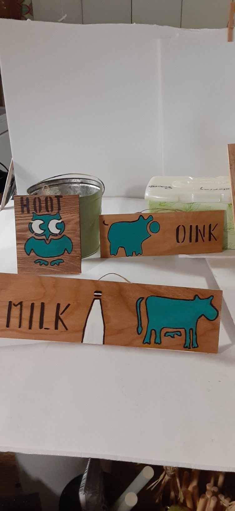 Custom wood farmhouse cow milk rooster pig bee happy owl hoot duck farm animals kitchen boho decor