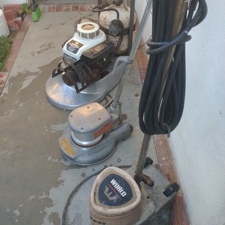 Diamond Propane Speed Buffer And Two Floor Scrubbers For Commercial Floor Waxing