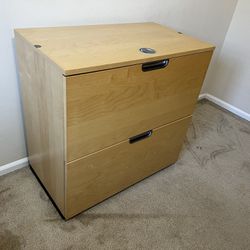 Ikea Galant 2-Drawer Lateral File Cabinet, Locking, White Oak   Thumbnail