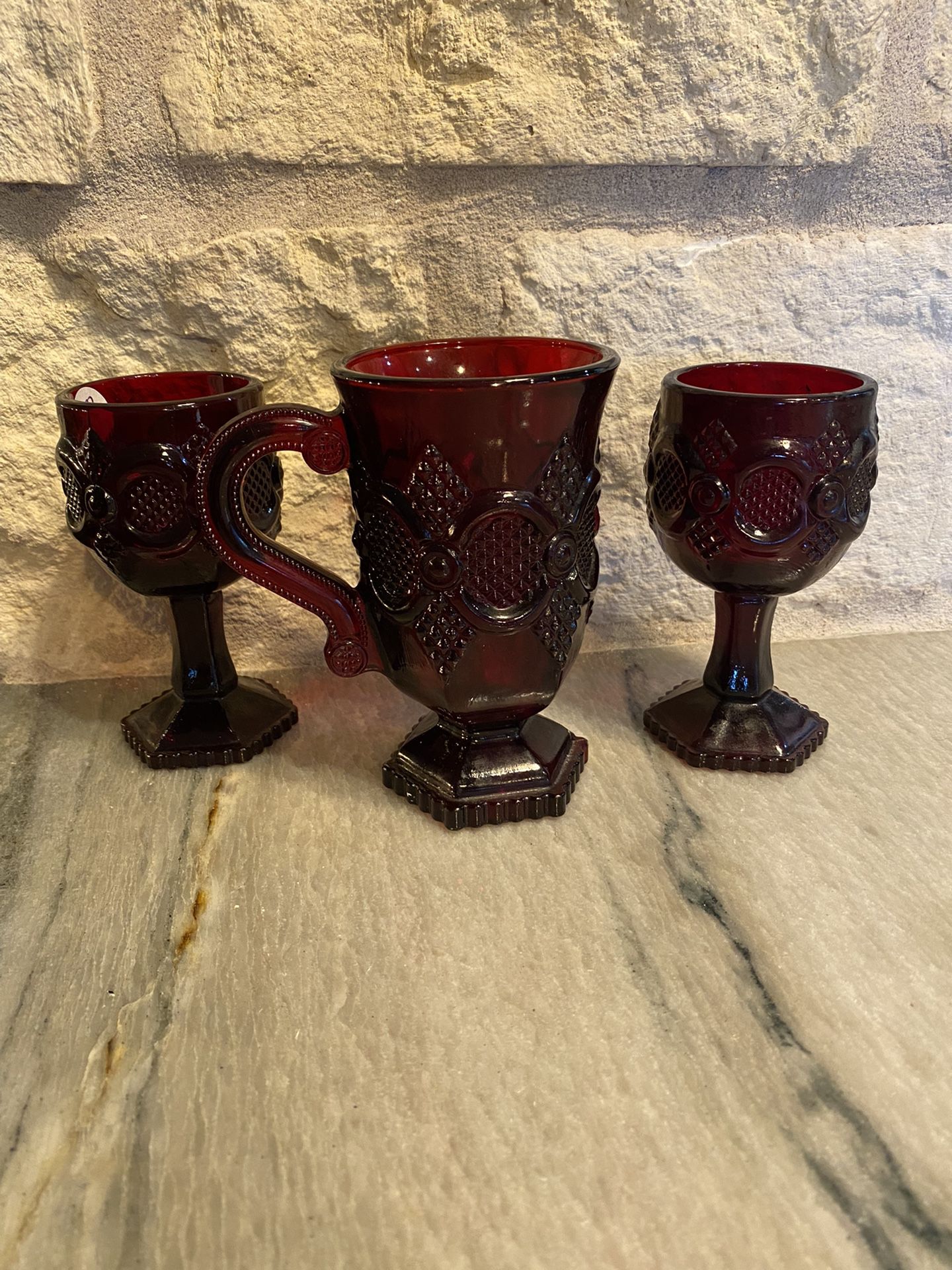 Vintage Avon 1876 Ruby Red Glassware 