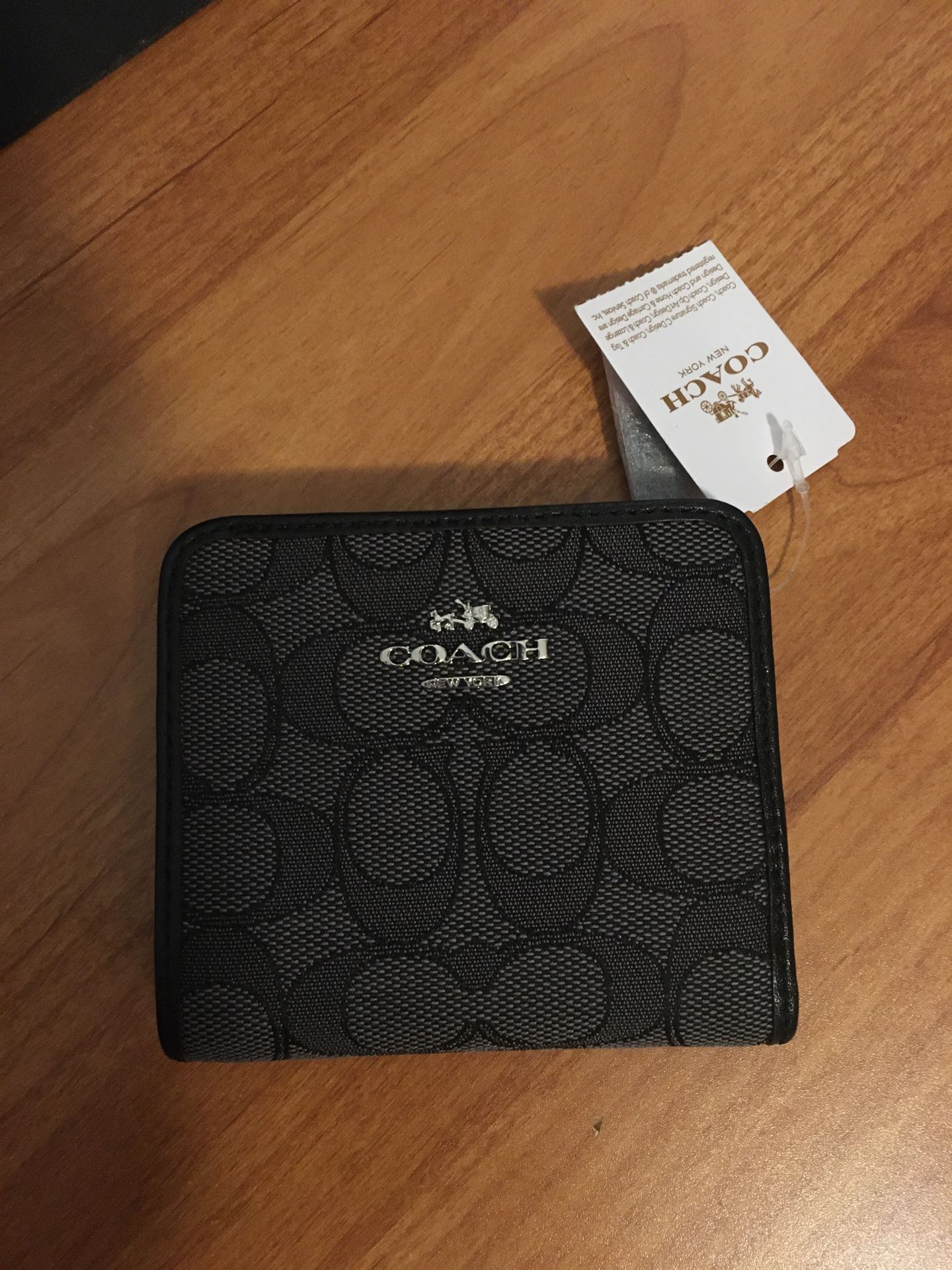COACH Signature Black Smoke Small Wallet