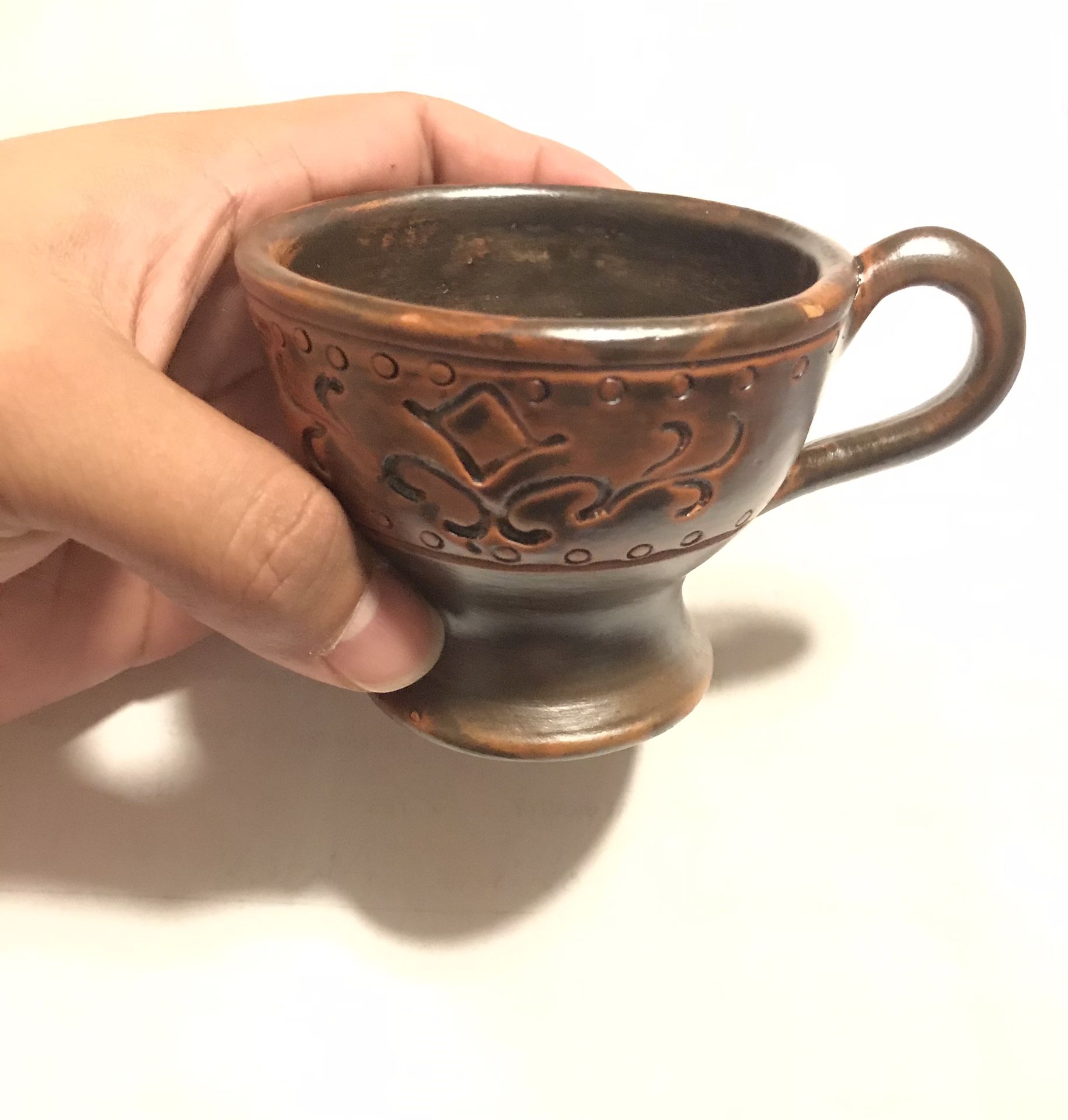 Handmade Pottery tea/coffee cup and saucer.