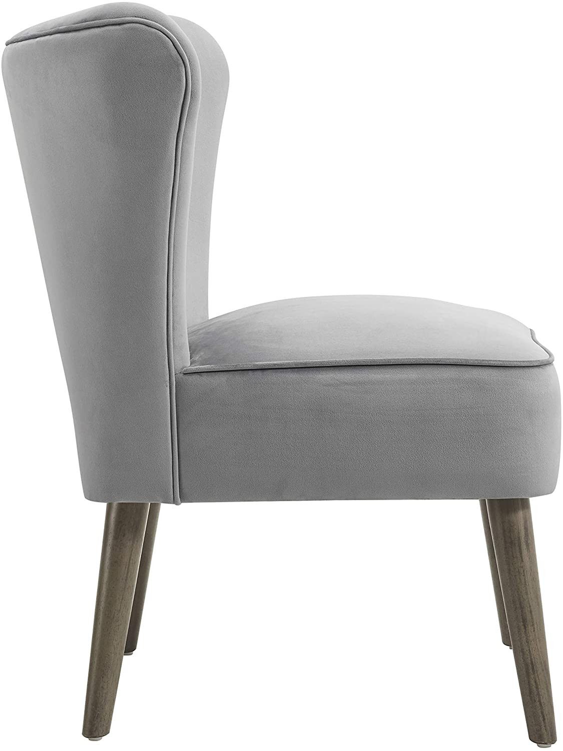 Wingback Design Upholstered Velvet Accent Chair, Gray