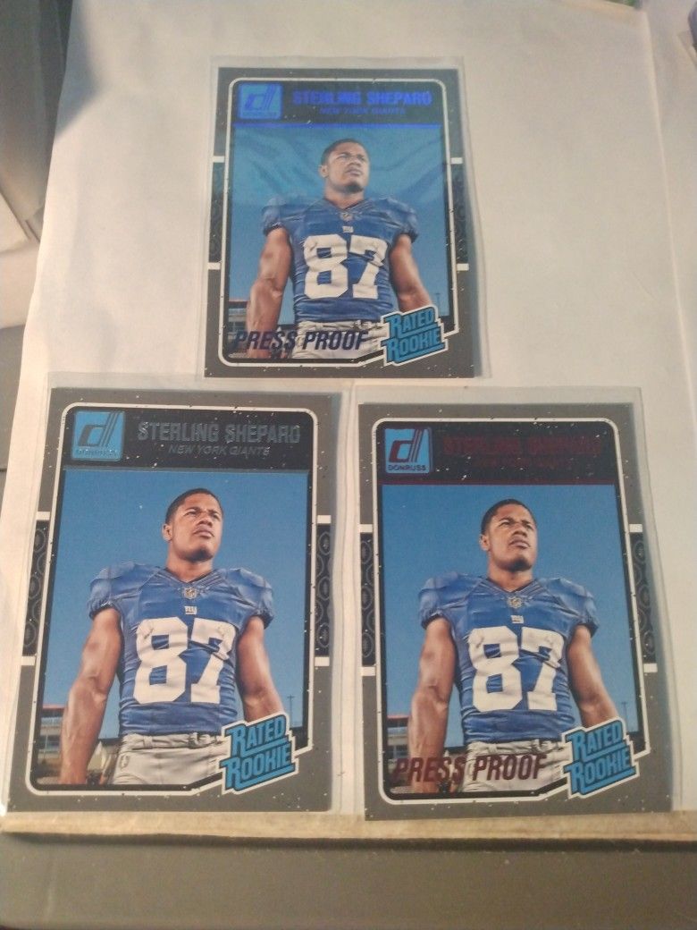 2016 Donruss Sterling Shepard Press Proof Rookie Football Card Lot Of 3 New York Giants