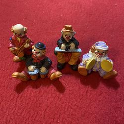 Set Of 4 Miniature Musician Clown Figurines Thumbnail