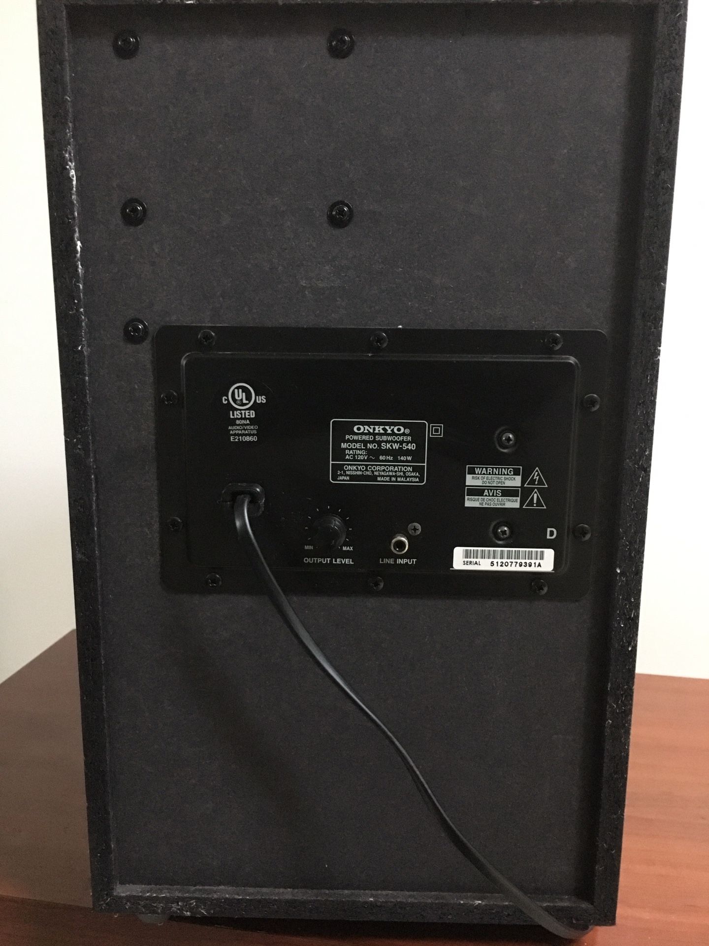 Onkyo SKW 540 powered subwoofer!!