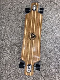 White Wave Bamboo Longboard Skateboard.  Thumbnail