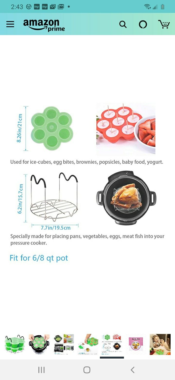 PRAMOO Silicone Egg Bites Molds and Steamer Rack Trivet with Handles for Instant Pot Accessories, 3pcs/set for 6qt & 8qt Electric Pressure Cooker