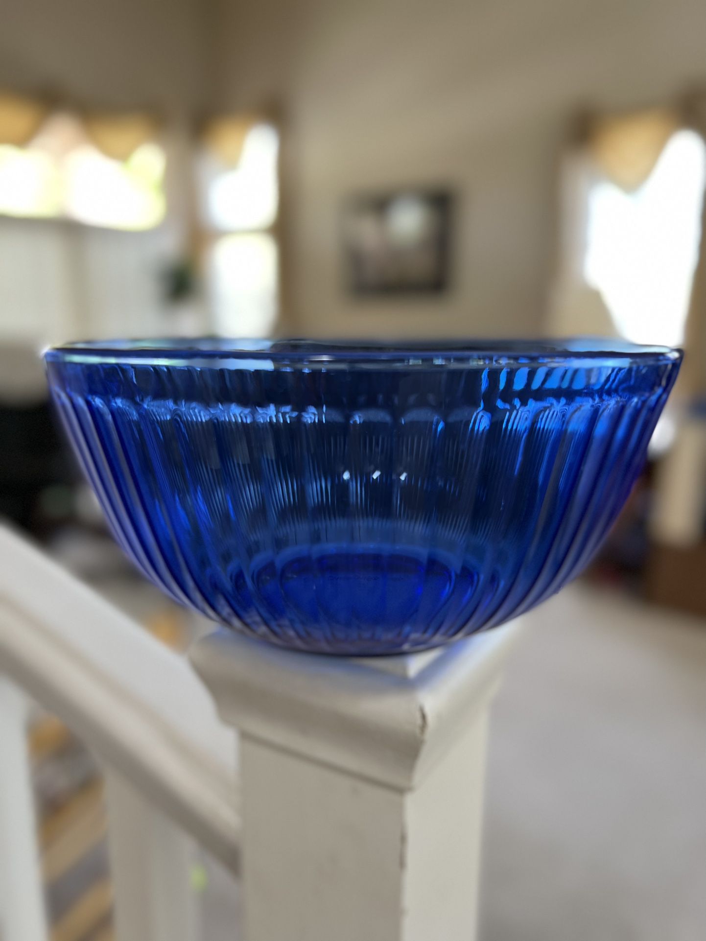 Pyrex Cobalt Blue Ribbed Glass Bowl 7403-S 10 Cups 2.5L Made In USA