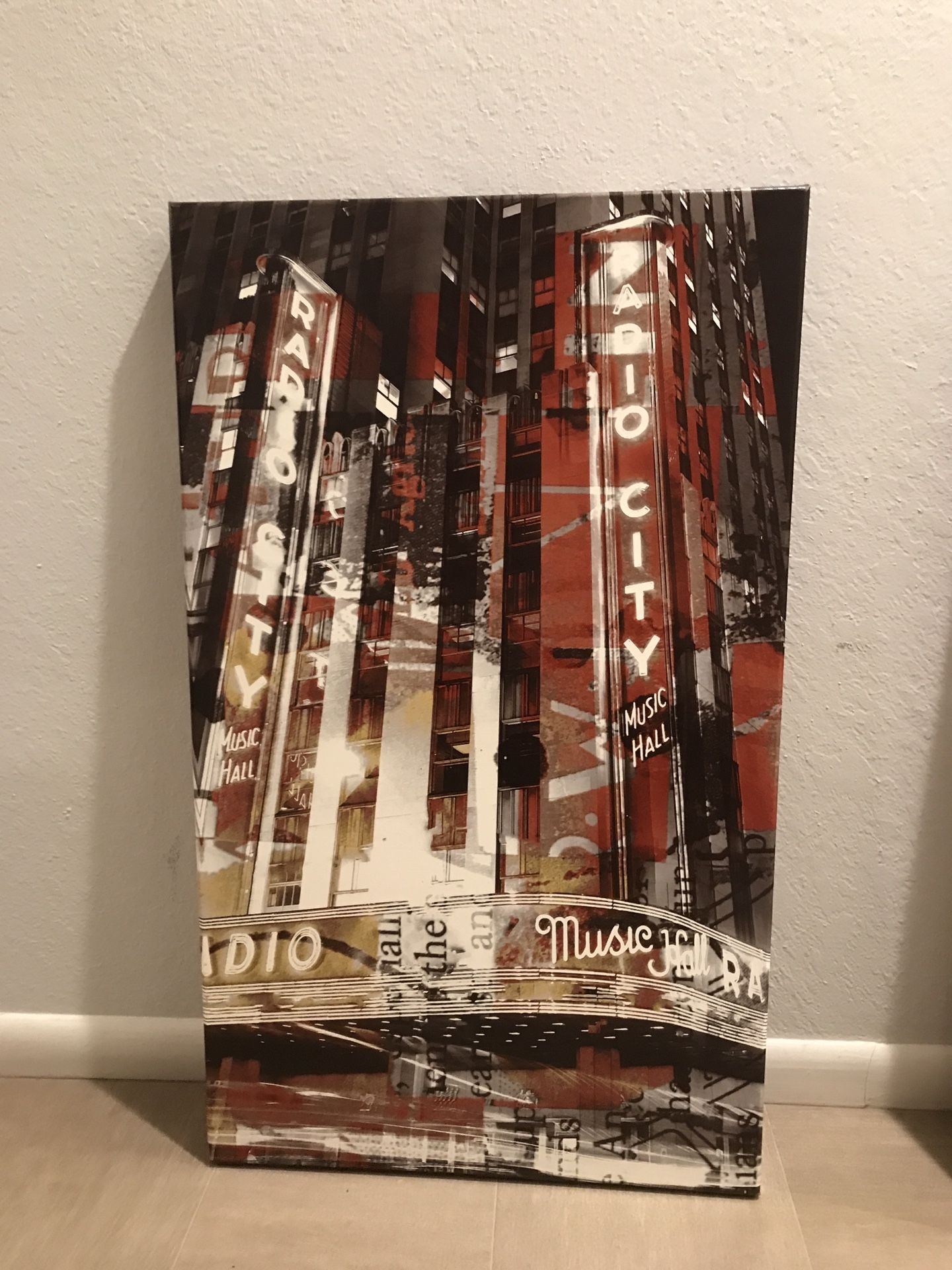 Pair of Iconic New York City Giclee Screen Paintings Mounted On Wood Frame