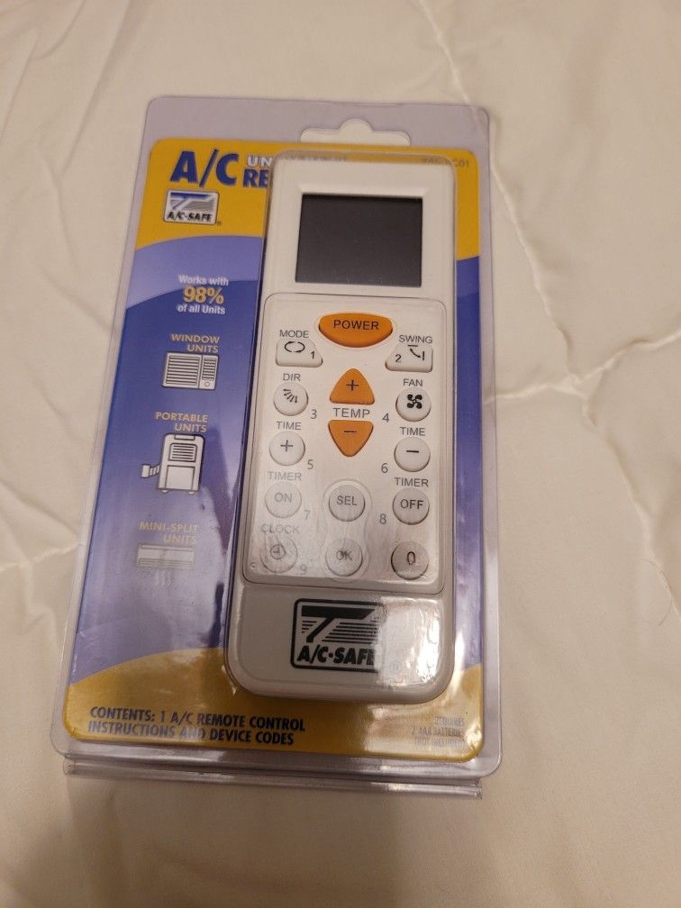 AC UNIVERSAL REMOTE CONTROL AC-SAFE WINDOW/PORTABLE UNITS AC-RC01. New & Sealed