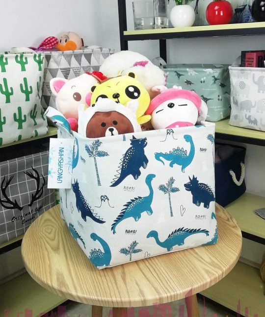 Dino Print Waterproof Storage Hamper for Kids Laundry and Toys