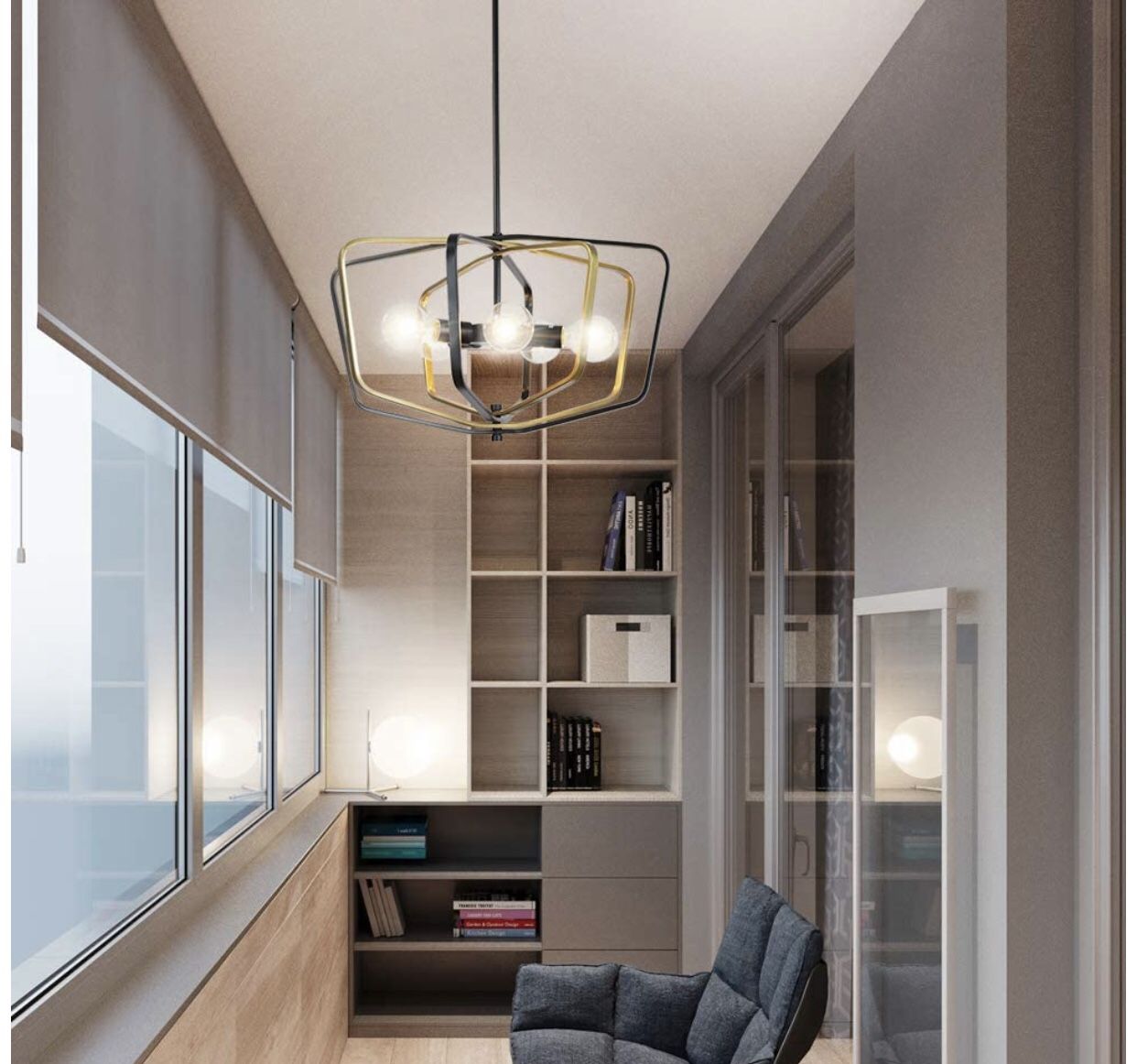 5 Light VINLUZ Farmhouse Pendant Lighting w Golden Metal &Clear Glass Kitchen Light Fixtures