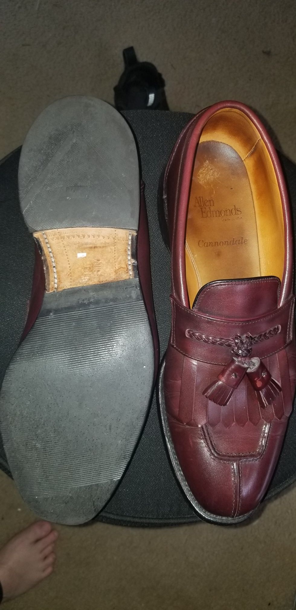 Allen Edmonds Cannondale Men Merlot Split Toe Tassel Kiltie Loafers 10D