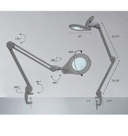 (New Model) Neatfi Bifocals 1,200 Lumens Super LED Magnifying Lamp with Clamp, 5 Diopter with 20 Diopter, Dimmable, 60 Pcs SMD LED, 5 Inches Diameter  Thumbnail