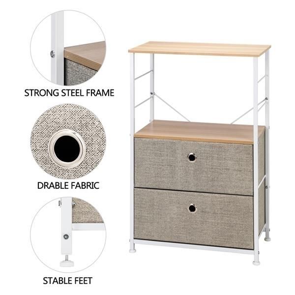 Nightstand 2-Drawer Shelf Storage - Bedside Furniture & Accent End Table Chest For Home, Bedroom, Office, College Dorm,