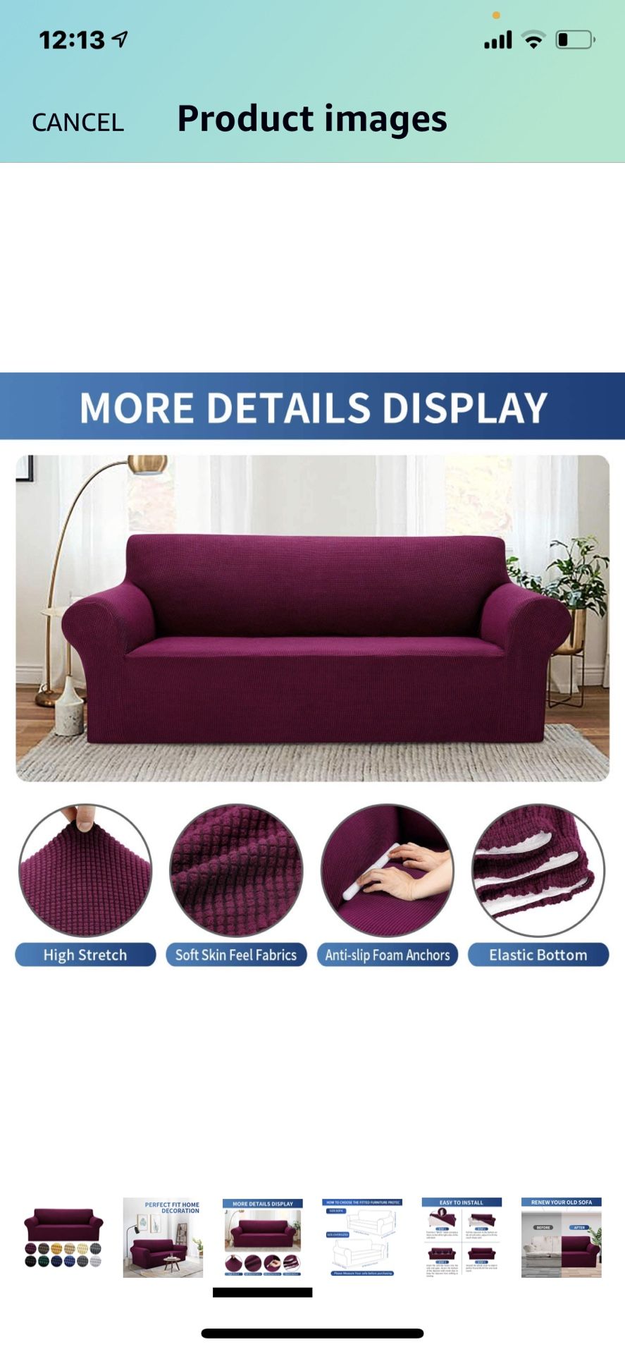 ** NEW ** Stretch Sofa/Couch Slipcover 1PC Spandex, Lattice Jacquard (Gold Color) Furniture Cover/Protector, Washable