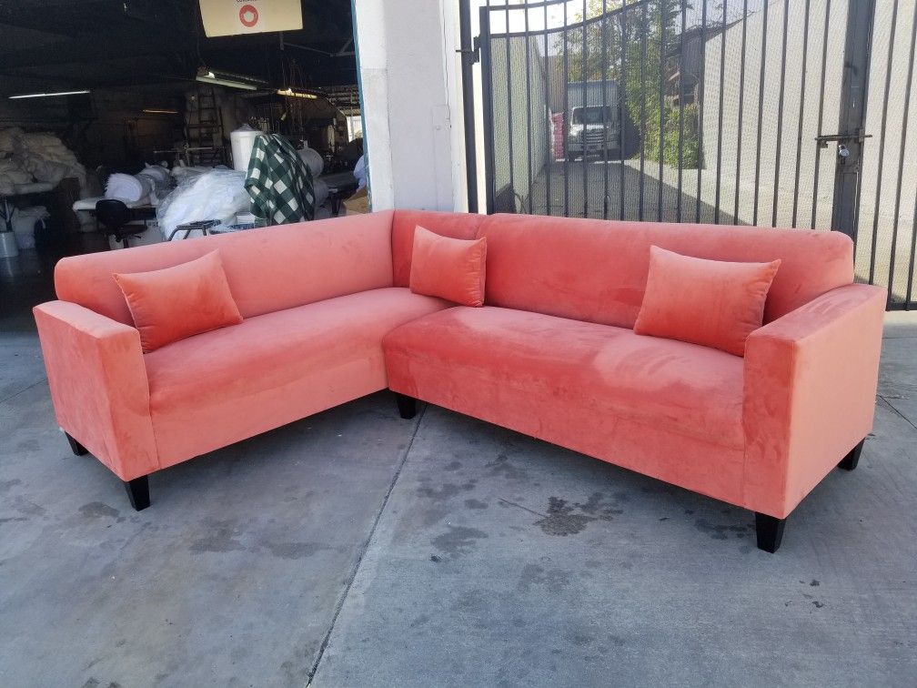 NEW 7x9Ft VELVET CORAL FABRIC SECTIONAL COUCHES for Sale in Temecula, CA OfferUp