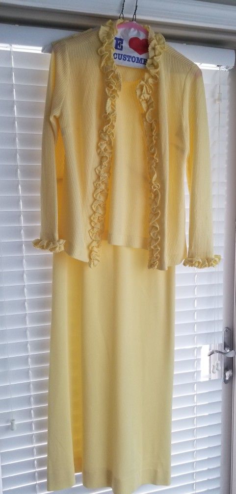 Mother of The Bride Pale Yellow Sleeveless Sheath Dress W/Jacket/Size 10