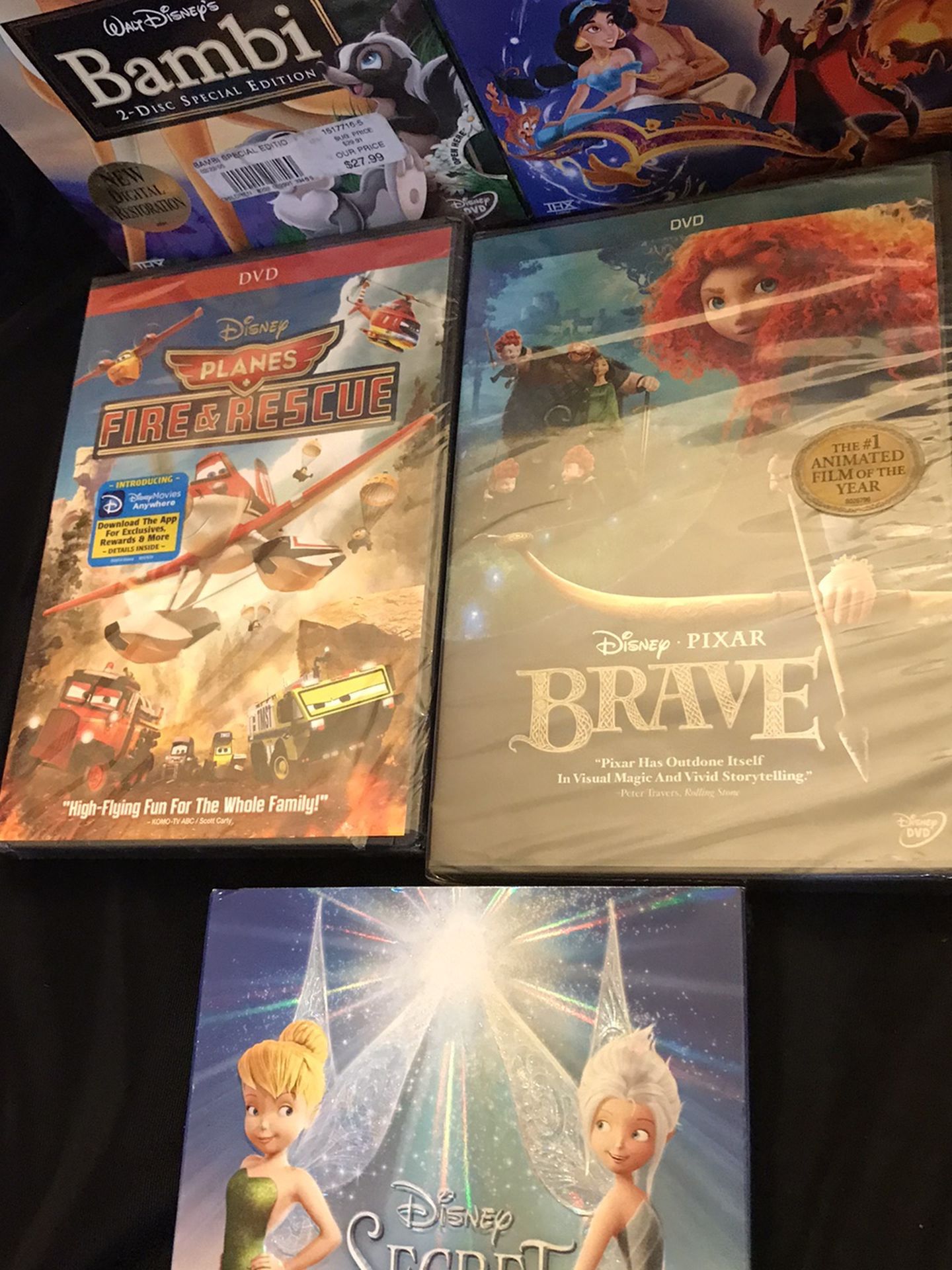 NEW in Plastic Disney Movies Blu Ray And DVD Combos Secret Of Wings Planes Fire & Rescue Brave Aladdin Bambi And Over 100 Christmas Gift Present  