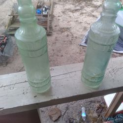 Green Colored Glass Bottles/Vases Thumbnail