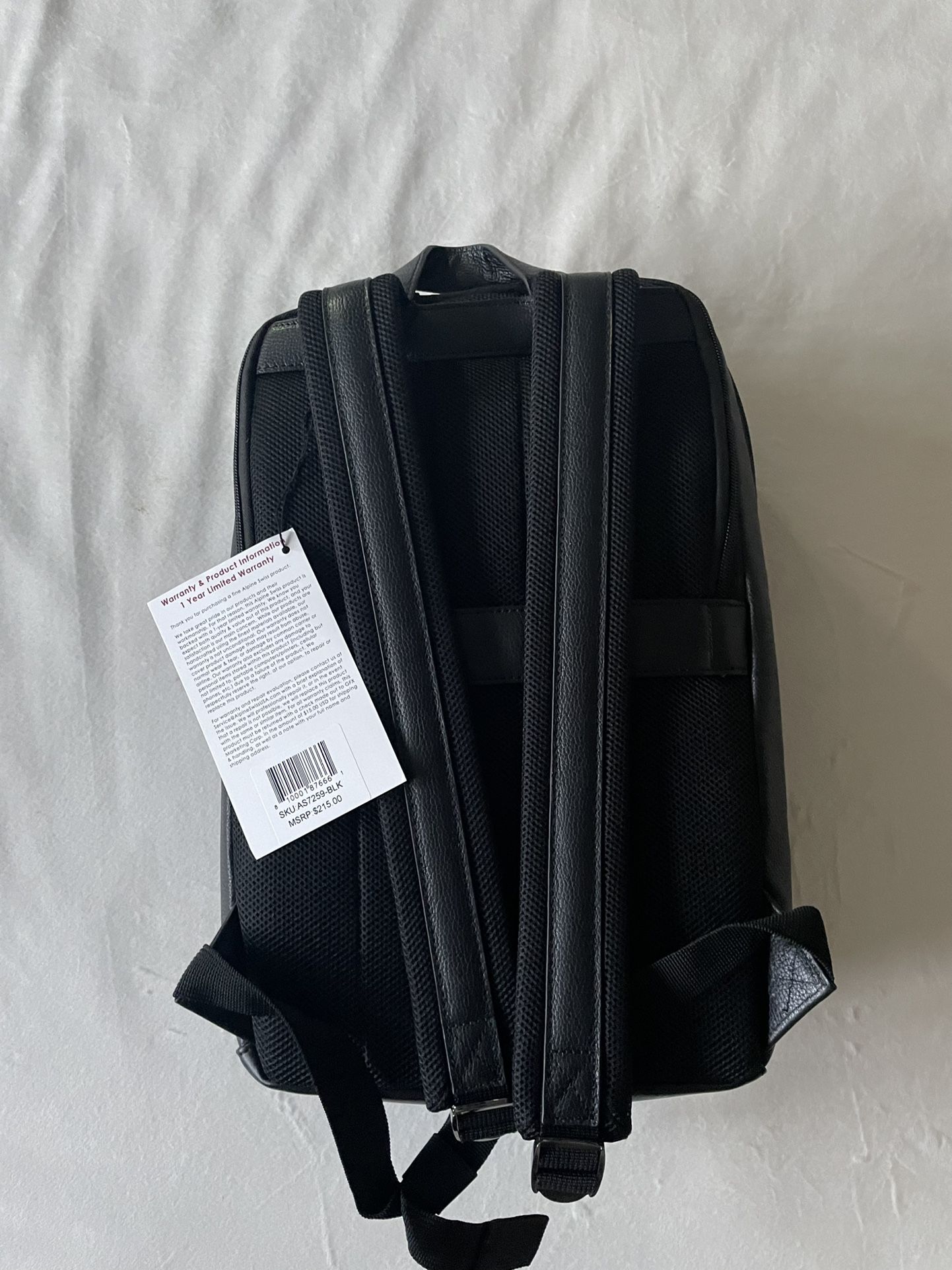 Alpine Swiss Men’s Sloan Slim Leather Laptop Backpack