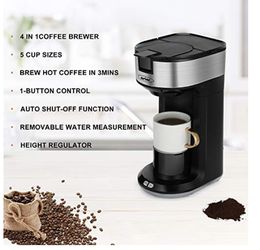 Coffee Maker, Single Serve Coffee Brewer for K-Cup Pod & Ground Coffee, Self Cleaning Function, 6 to 12 Oz.Brew Sizes By Sboly Thumbnail
