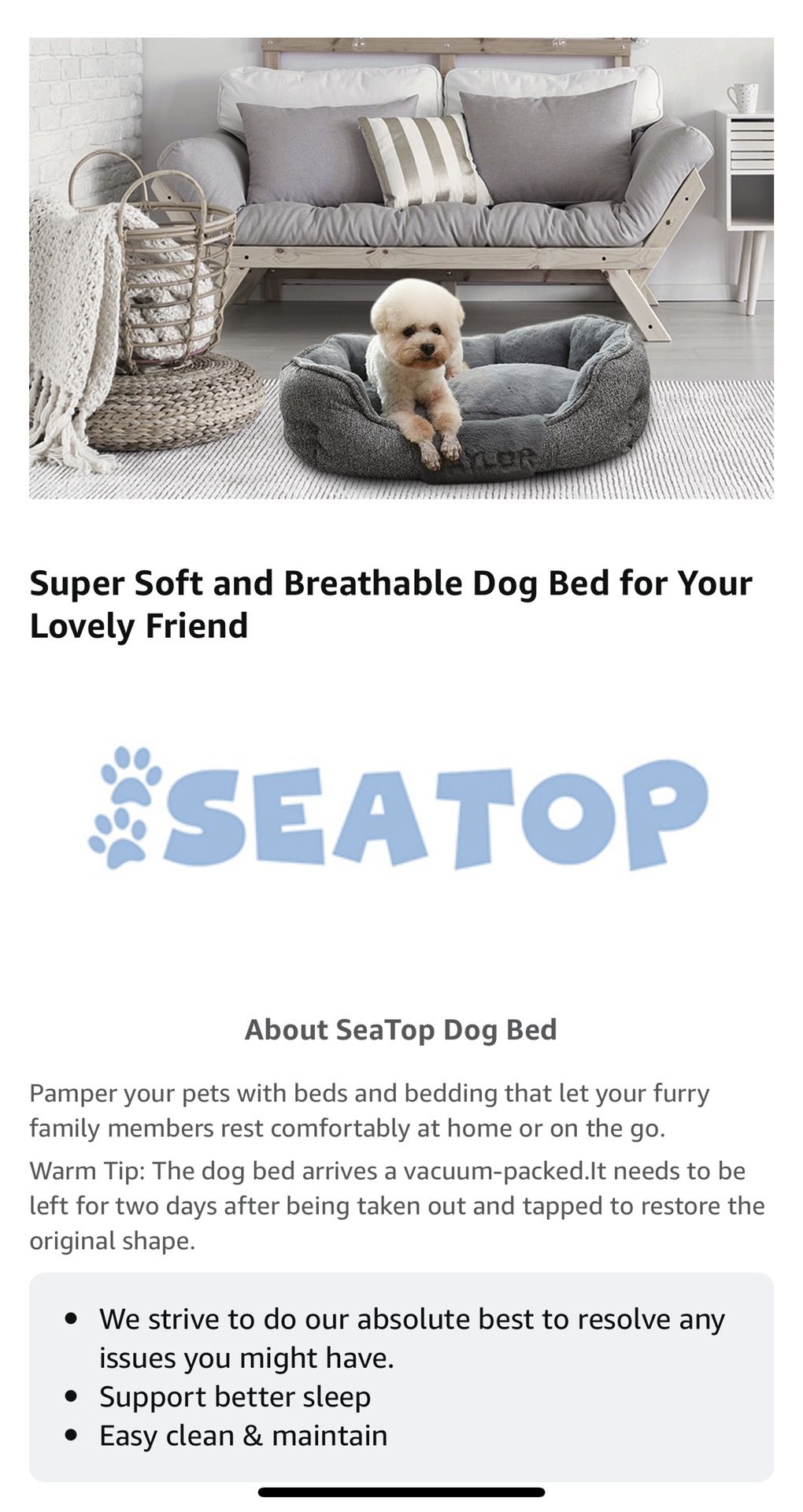 SeaTop Calming Pet Beds for Small Medium Large Sizes Dogs NAD Cats, Comfy Self Warming Pet Beds with Removable Washable Covers Details: Size: Large