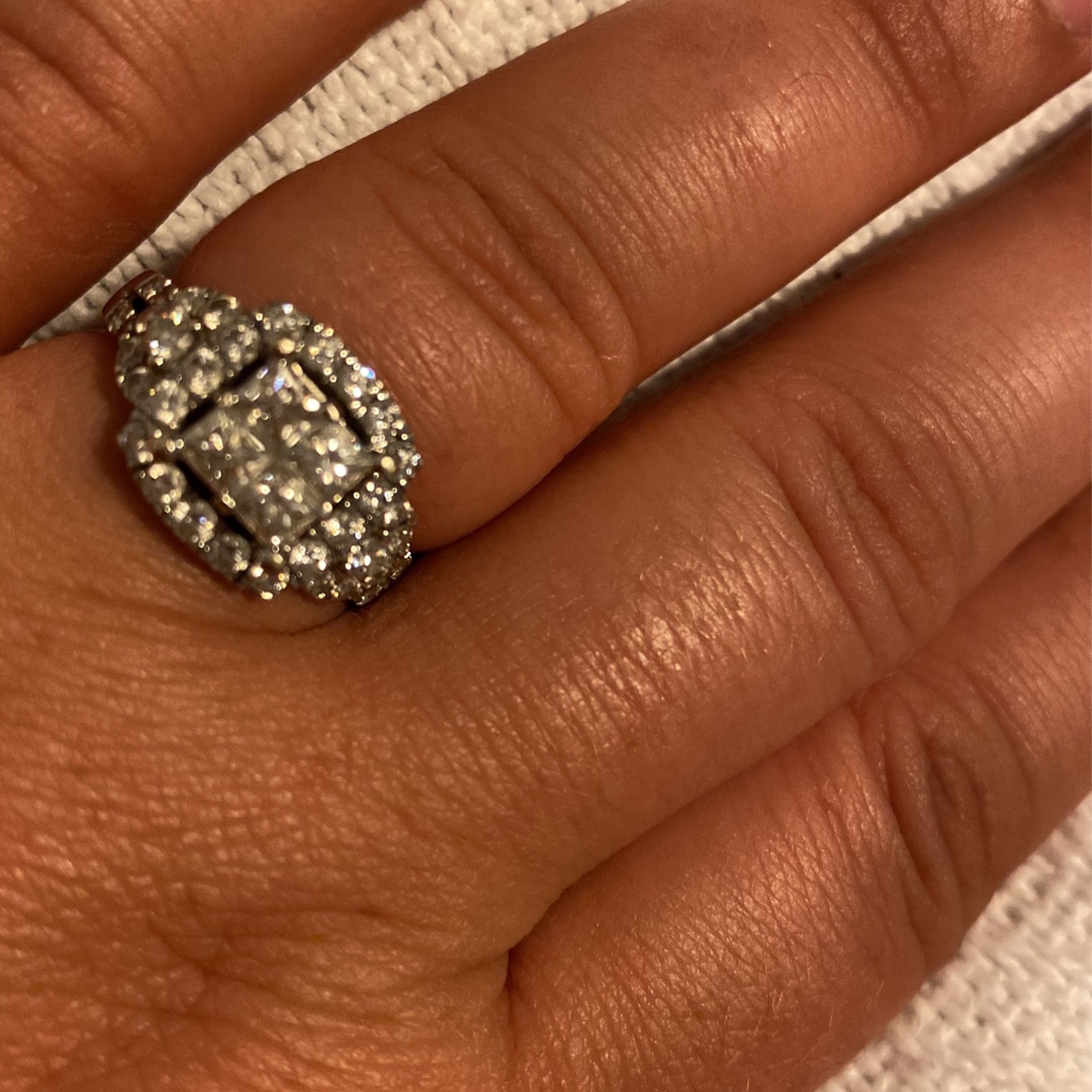 Wedding Engagement Ring 14k White Gold 3 Carot Diamonds