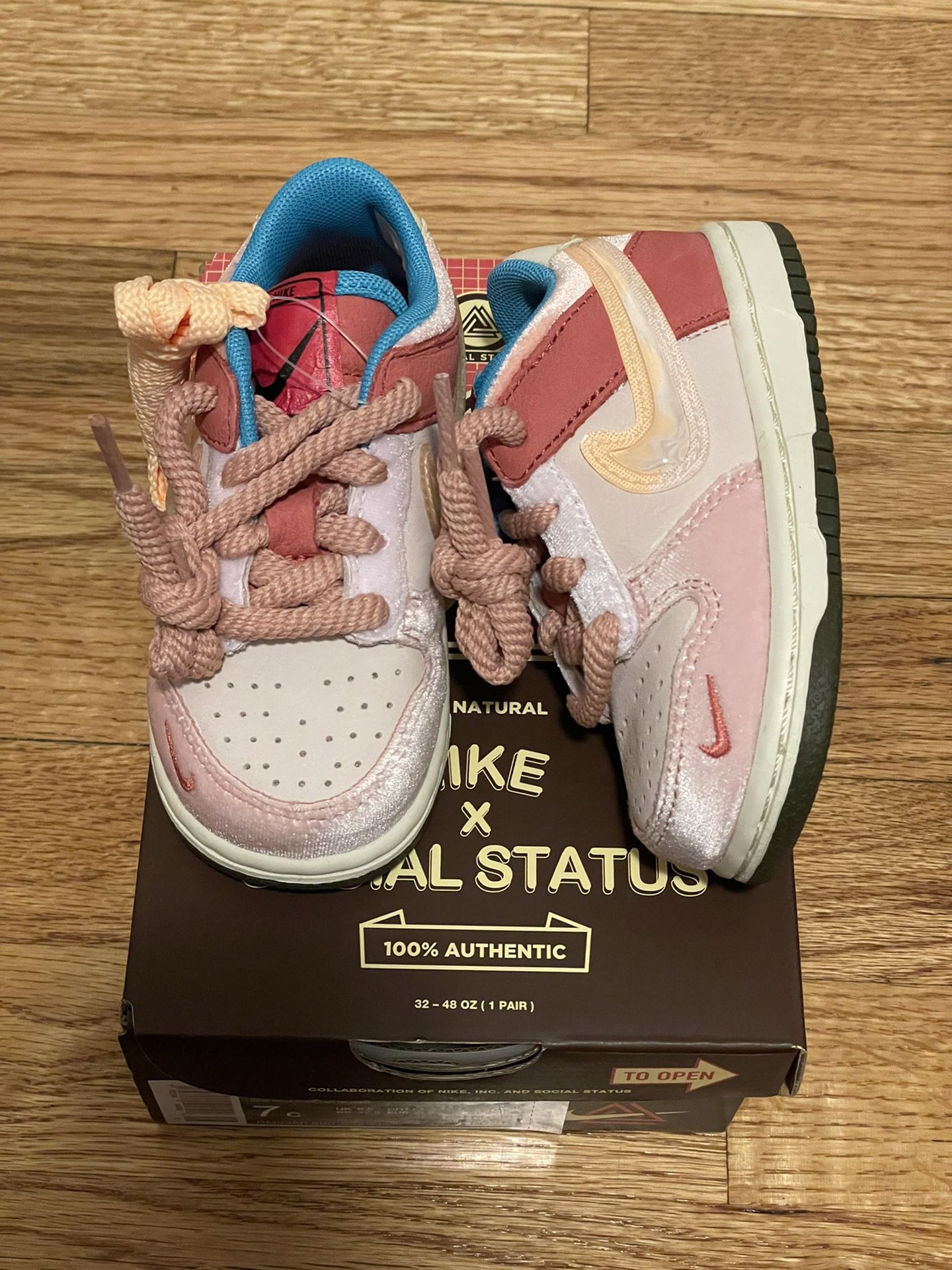 Nike Dunk Low Social Status Strawberry Milk - Size 7C TD for Sale