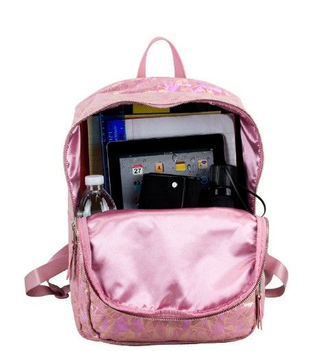 BODHI Light Pink Glittery Geometric Large Backpack