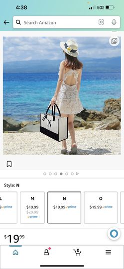 Personalized Initial Canvas Beach Bag, Monogrammed Gift Tote Bag for Women Thumbnail