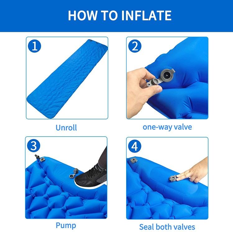 Camping Sleeping Pad, Ultralight Sleeping Mat for Backpacking, Hiking Air Mattress - Extra Long, Lightweight, Inflatable & Compact Camp Sleep Mat