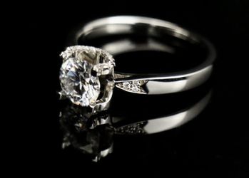 1.5c Silver Moissanite Engagement Ring  Thumbnail