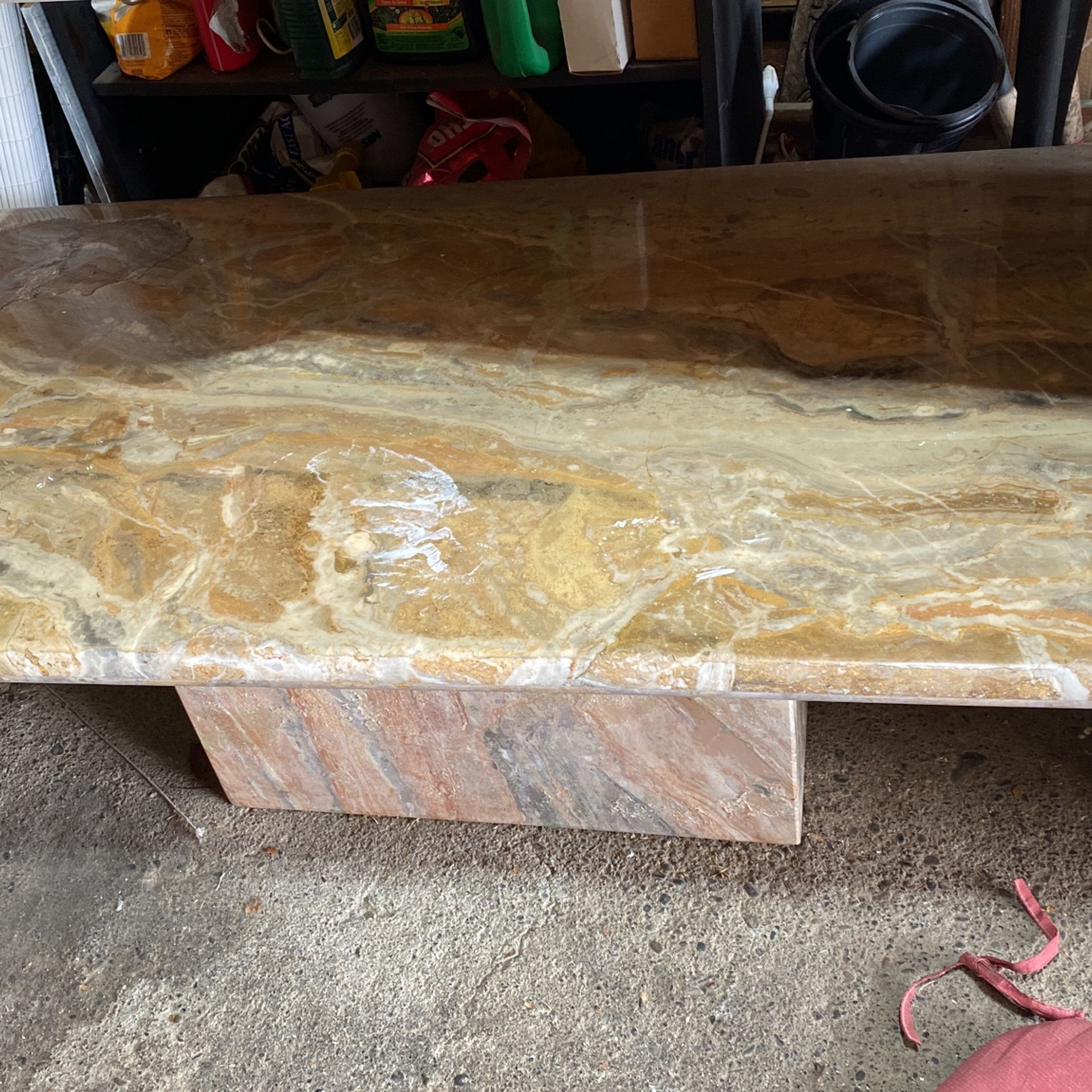 Solid Breccia Marble Table With Solid Marble Base
